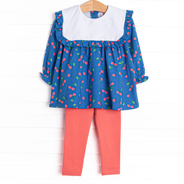 Cherry Cordial Legging Set, Blue