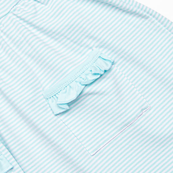 Everly Dress, Aqua Stripe