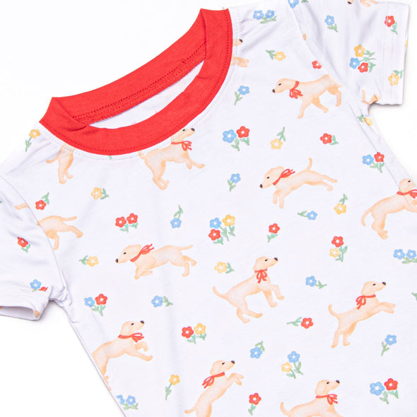 Chasing Tails Bamboo Pajama Short Sleeve Set, Red