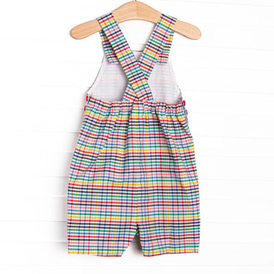 Prep School Plaid Short Romper, Red