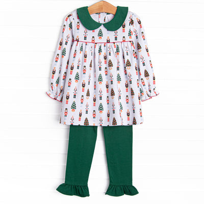 Toy Soldier Ruffle Legging Set, Green