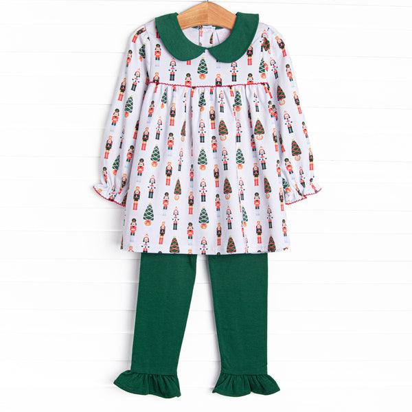 Toy Soldier Ruffle Legging Set, Green