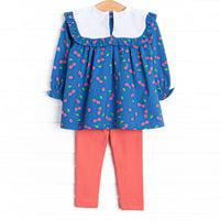 Cherry Cordial Legging Set, Blue
