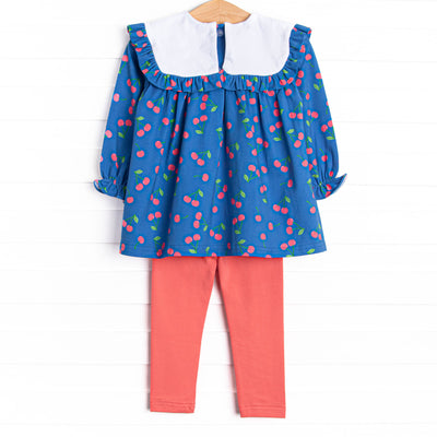 Cherry Cordial Legging Set, Blue