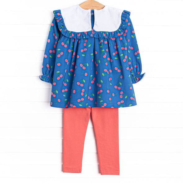 Cherry Cordial Legging Set, Blue