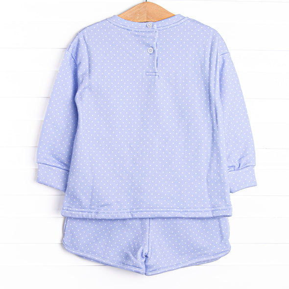 Polka Dot Play Short Set, Blue