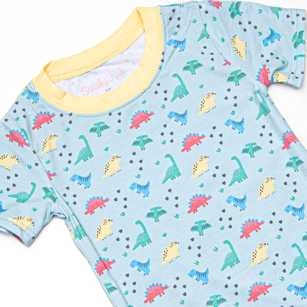 Jurassic Journey Bamboo Pajama Short Sleeve Set, Green