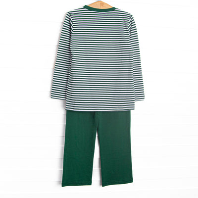 Hillside Hunt Applique Pant Set, Hunter Green