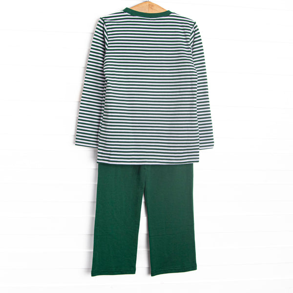Hillside Hunt Applique Pant Set, Hunter Green