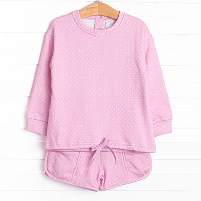 Polka Dot Play Short Set, Pink