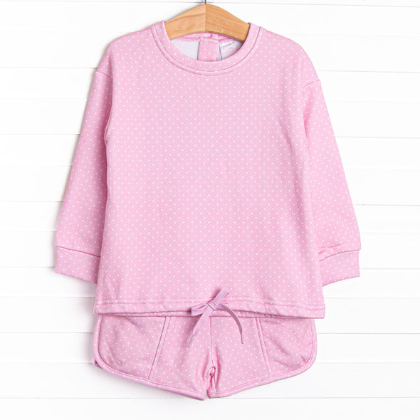 Polka Dot Play Short Set, Pink