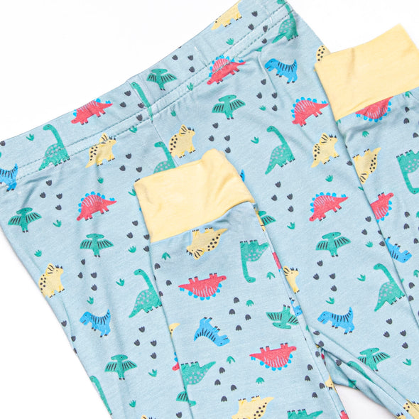 Jurassic Journey Bamboo Pajama Short Sleeve Set, Green