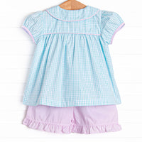 Brain Freeze Smocked Short Set, Blue