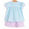 Brain Freeze Smocked Short Set, Blue