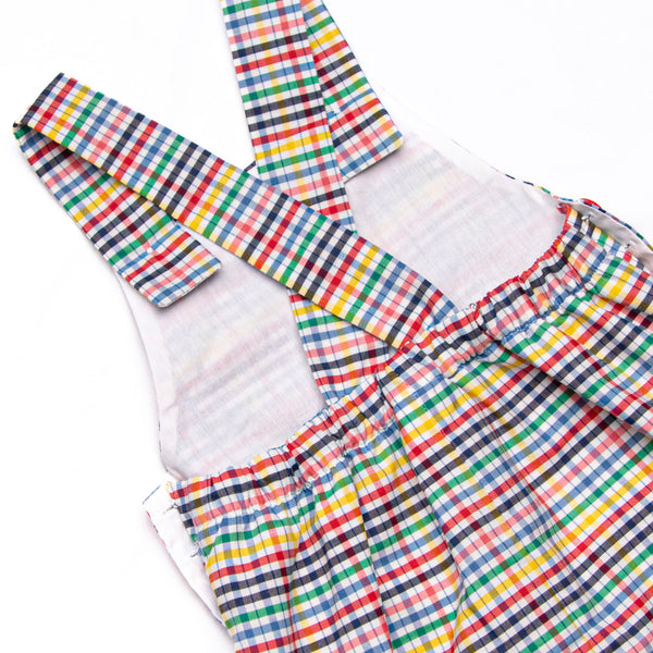 Prep School Plaid Short Romper, Red