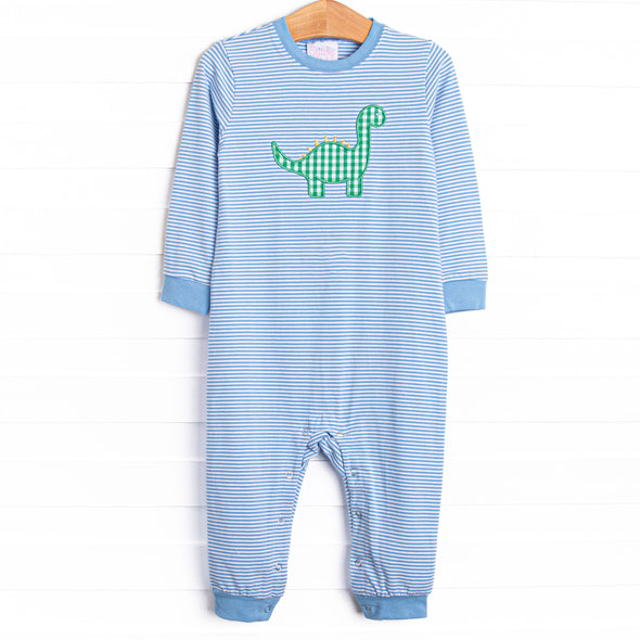 Day at the Museum Applique Romper, Medium Blue