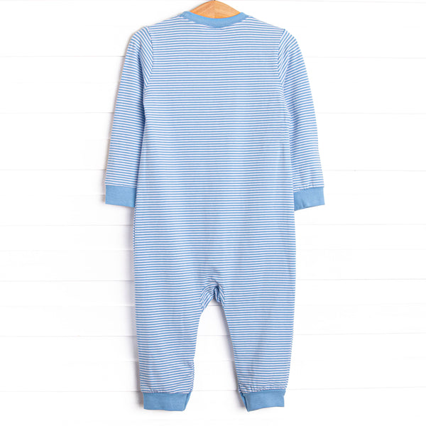Day at the Museum Applique Romper, Medium Blue