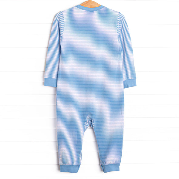 Day at the Museum Applique Romper, Medium Blue