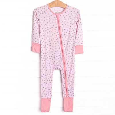 Pink Rosebud Bamboo Zippy Pajama, Pink