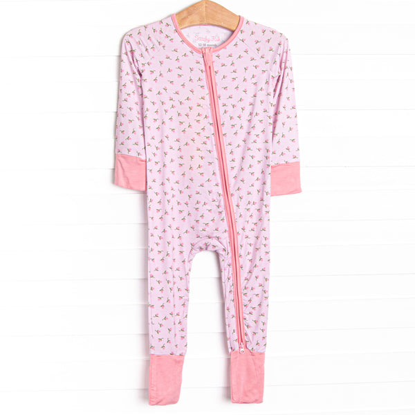 Pink Rosebud Bamboo Zippy Pajama, Pink