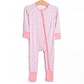 Pink Rosebud Bamboo Zippy Pajama, Pink