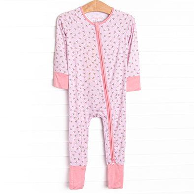 Pink Rosebud Bamboo Zippy Pajama, Pink