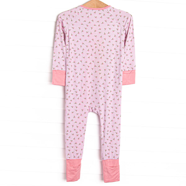 Pink Rosebud Bamboo Zippy Pajama, Pink