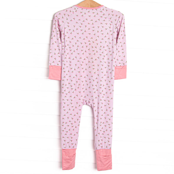 Pink Rosebud Bamboo Zippy Pajama, Pink