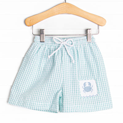 Shoreline Shuffle Smocked Swim Trunks, Aqua