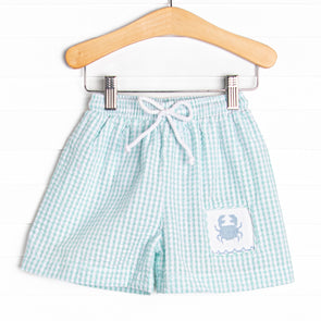 Shoreline Shuffle Smocked Swim Trunks, Aqua