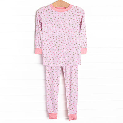 Pink Rosebud Bamboo Pajama Set, Pink