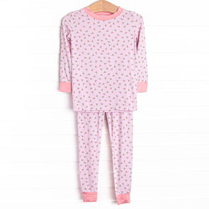 Pink Rosebud Bamboo Pajama Set, Pink