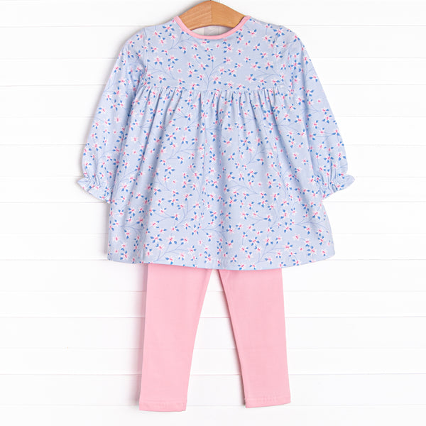 Cherry Blossom Breeze Legging Set, Blue