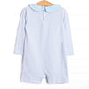 Pumpkin Pickup Applique Short Romper, Blue Stripe