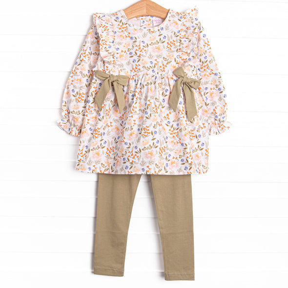 Sage Green Garden Side Tie Legging Set, Green