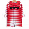 Mouse Ear Magic Applique Short Romper, Red Stripe