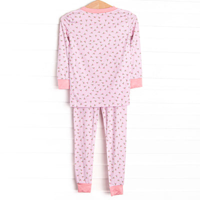Pink Rosebud Bamboo Pajama Set, Pink