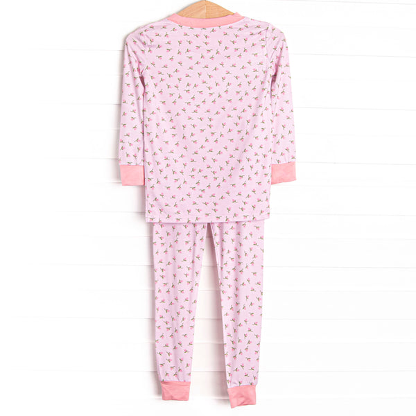 Pink Rosebud Bamboo Pajama Set, Pink