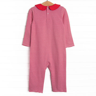 Howls of Holly Applique Romper, Red