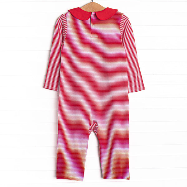 Howls of Holly Applique Romper, Red