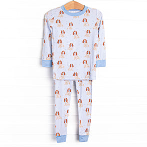 Sleepy Spaniel Bamboo Pajama Set, Blue