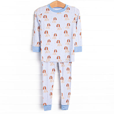 Sleepy Spaniel Bamboo Pajama Set, Blue