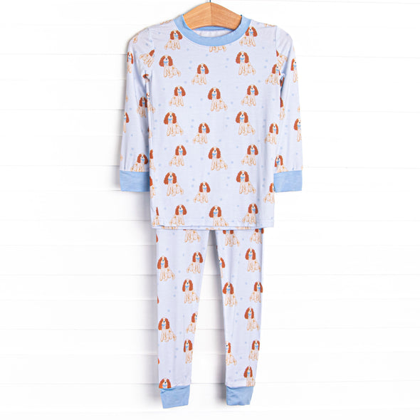 Sleepy Spaniel Bamboo Pajama Set, Blue