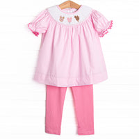 Charming Treats Smocked Legging Set, Pink Gingham