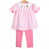 Charming Treats Smocked Legging Set, Pink Gingham