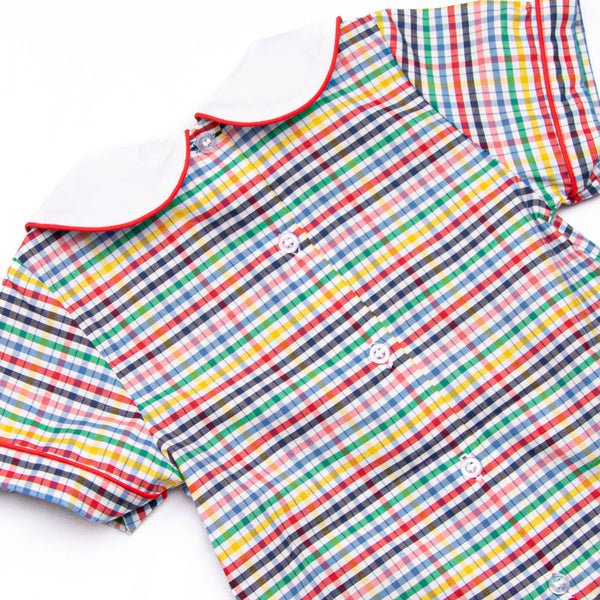 Prep School Plaid Short Set, Red
