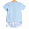 Mr. Mouse Applique Short Set, Blue Stripe