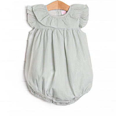 Simple Seersucker Ruffle Bubble, Sage Green