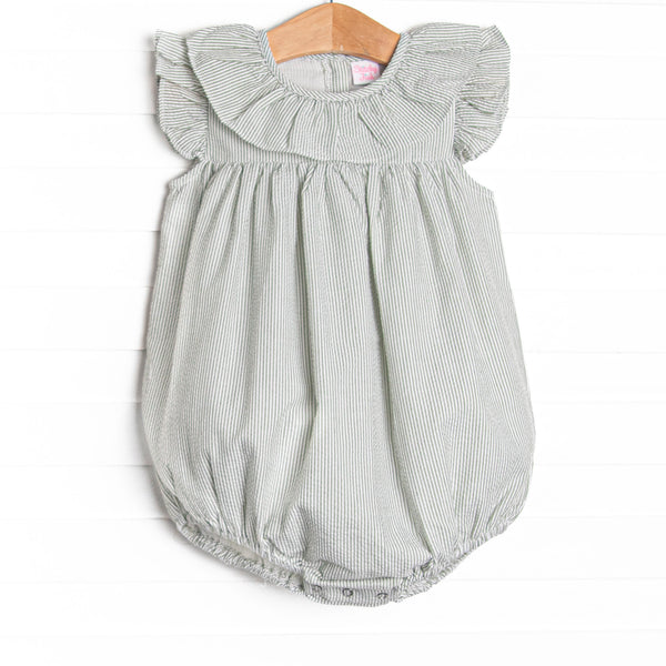 Simple Seersucker Ruffle Bubble, Sage Green