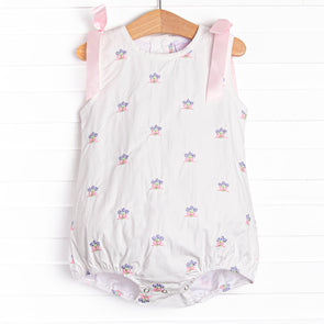 Blue Bundles Embroidered Bubble, White